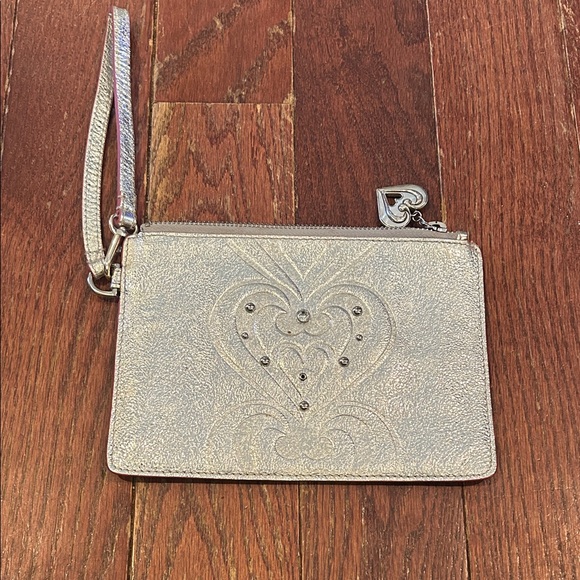 Brighton Handbags - Brighton Metallic Silver Heart Embellished Wristlet